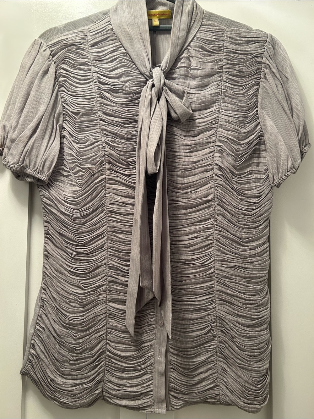 Catherine Malandrino Silk Tie-Neck Button Front Blouse - Mint Condition